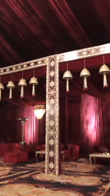 Vertical Slow Motion Shot of Indian Wedding Venue Decoration in India