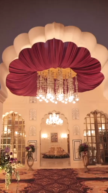 Vertical Slow Motion Shot of Indian Wedding Venue Decoration in India
