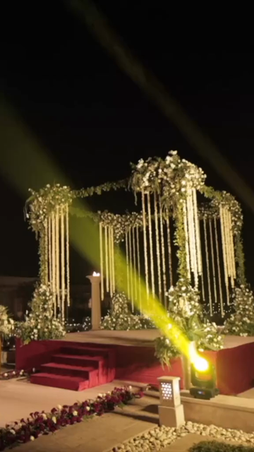 Vertical Slow Motion Shot of Indian Wedding Venue Decoration in India
