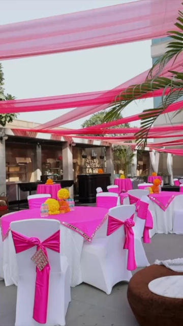 Vertical Slow Motion Shot of Indian Wedding Venue Decoration in India