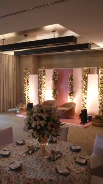 Vertical Slow Motion Shot of Indian Wedding Venue Decoration in India