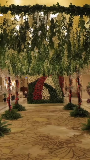 Vertical Slow Motion Shot of Indian Wedding Venue Decoration in India