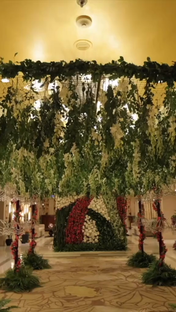 Vertical Slow Motion Shot of Indian Wedding Venue Decoration in India