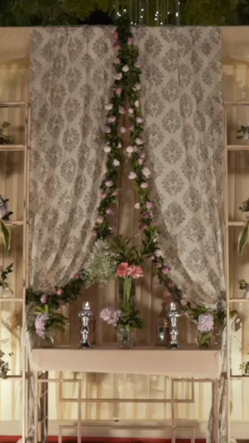 Vertical Slow Motion Shot of Indian Wedding Venue Decoration in India