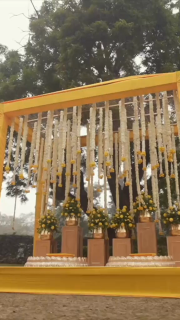 Vertical Slow Motion Shot of Indian Wedding Venue Decoration in India