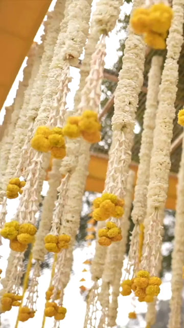 Vertical Slow Motion Shot of Indian Wedding Venue Decoration in India