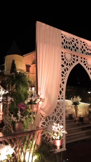 Vertical Slow Motion Shot of Indian Wedding Venue Decoration in India