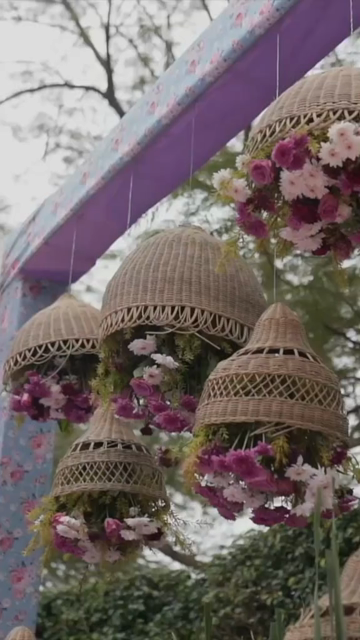 Vertical Slow Motion Shot of Indian Wedding Venue Decoration in India