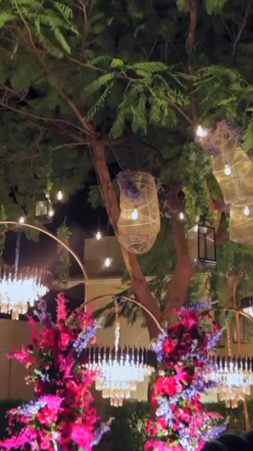 Vertical Slow Motion Shot of Indian Wedding Venue Decoration in India