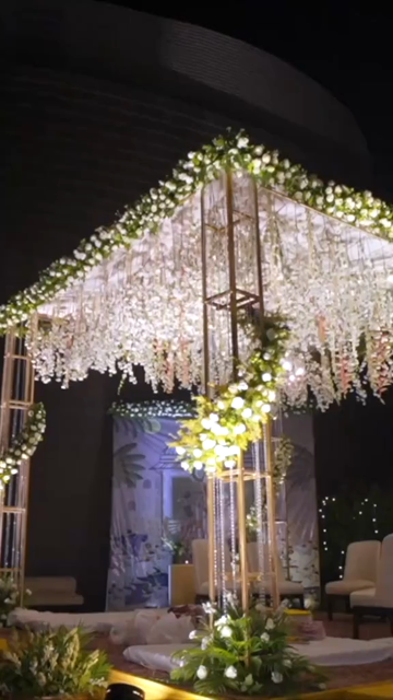 Vertical Slow Motion Shot of Indian Wedding Venue Decoration in India