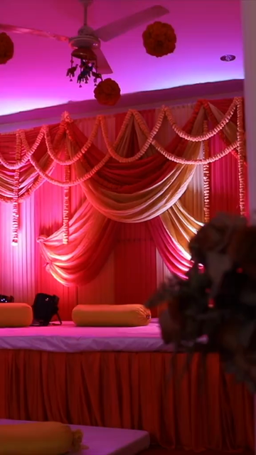 Vertical Slow Motion Shot of Indian Wedding Venue Decoration in India