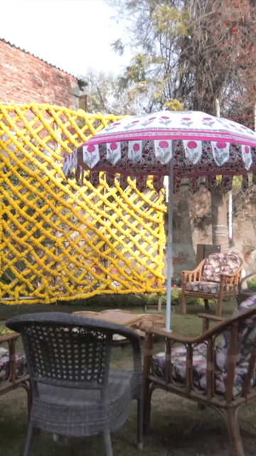 Vertical Slow Motion Shot of Indian Wedding Venue Decoration in India
