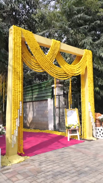 Vertical Slow Motion Shot of Indian Wedding Venue Decoration in India
