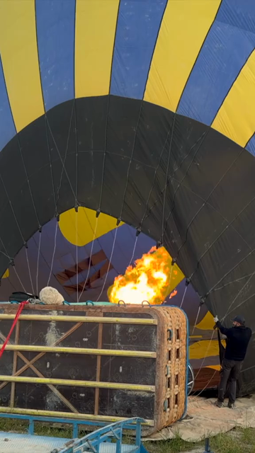 Vertical View Inside a Hot Air Balloon During Flame Burst