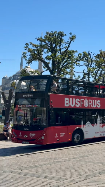 4th June 2026 : Vertical View of Busforus Hop On Hop Off Sightseeing Bus in Istanbul Turkey
