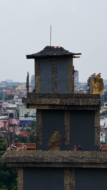 Vertical Aerial View of Durga Puja Pandal Kolkata India