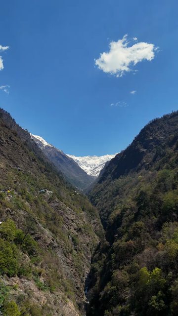 Vertical View of Himalayan Mountain Valley Near Kedarnath Uttarakhand India