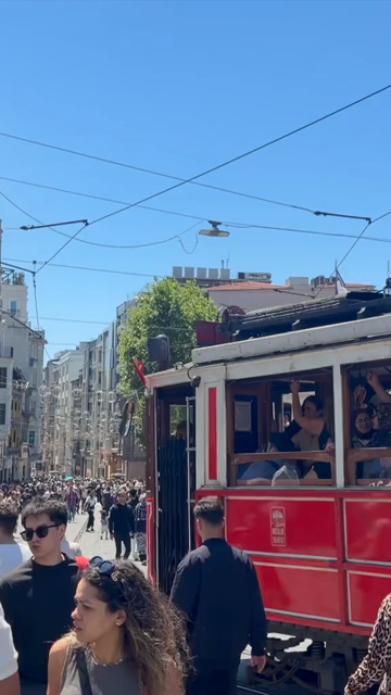 4th June 2026 : Vertical View of Historic Red Tram in Istanbul Turkey