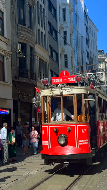 4th June 2026 : Vertical View of Historic Red Tram in Istanbul Turkey