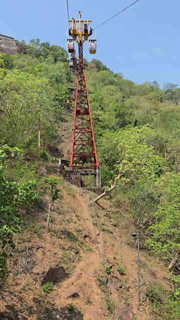 Vertical View of Maa Sharda Temple Ropeway in Maihar, Madhya Pradesh, India