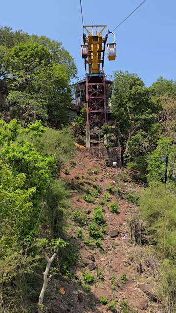 Vertical View of Maa Sharda Temple Ropeway in Maihar, Madhya Pradesh, India
