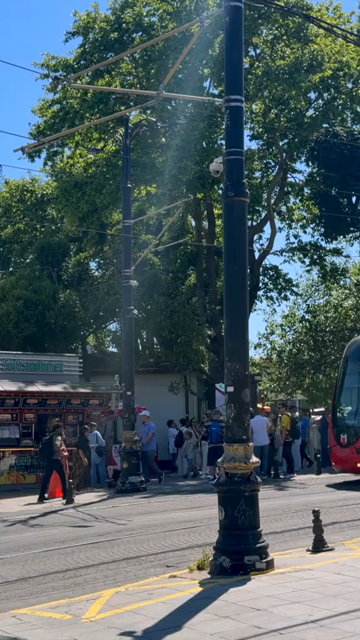 4th June 2026 : Vertical View of Modern Tram on Street in Istanbul Turkey