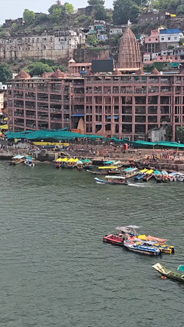 Vertical View of Omkareshwar Jyotirlinga and Narmada River, India