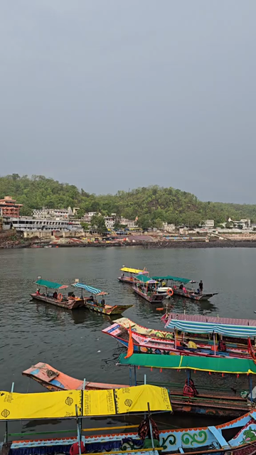 Vertical View of Omkareshwar Jyotirlinga and Narmada River, India