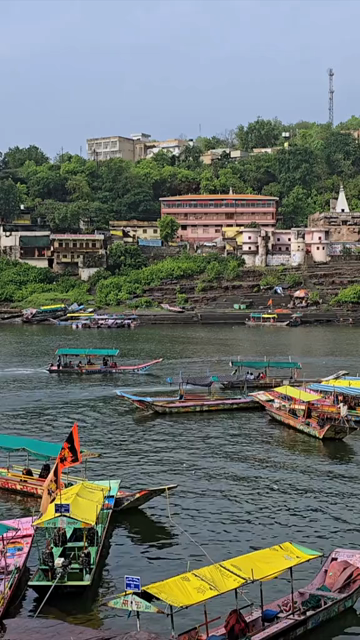 Vertical View of Omkareshwar Jyotirlinga and Narmada River, India