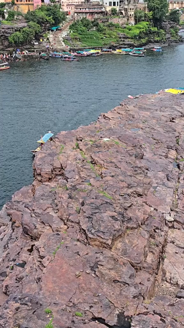 Vertical View of Omkareshwar Jyotirlinga and Narmada River, India
