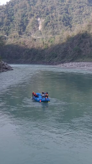 Vertical View of River Rafting Adventure in Devprayag Uttarakhand India