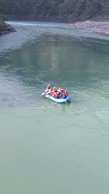 Vertical View of River Rafting Adventure in Devprayag Uttarakhand India
