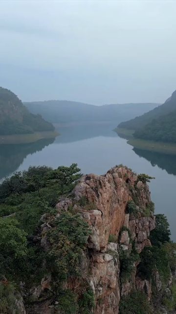 Vertical Aerial View of Lush Green Hills Forests and Water Bodies in Pratapgarh Rajasthan India