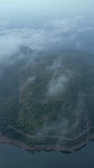 Vertical Aerial View of Lush Green Hills Forests and Water Bodies in Pratapgarh Rajasthan India