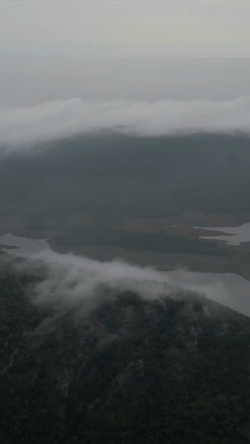 Vertical Aerial View of Lush Green Hills Forests and Water Bodies in Pratapgarh Rajasthan India