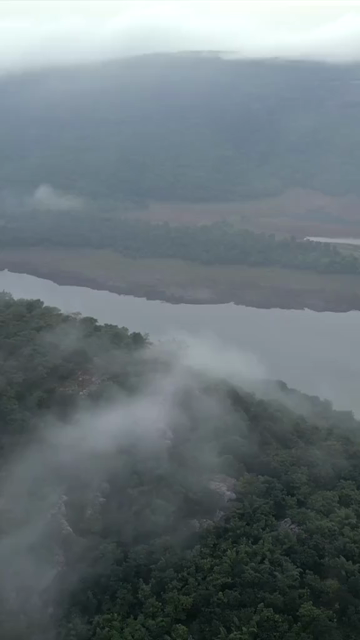 Vertical Aerial View of Lush Green Hills Forests and Water Bodies in Pratapgarh Rajasthan India
