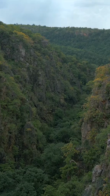 Vertical Aerial View of Lush Green Hills Forests and Water Bodies in Pratapgarh Rajasthan India