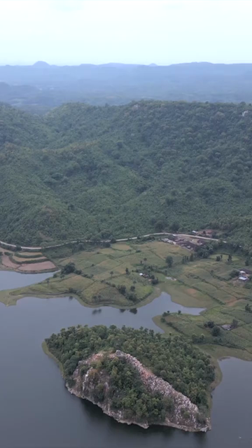 Vertical Aerial View of Lush Green Hills Forests and Water Bodies in Pratapgarh Rajasthan India